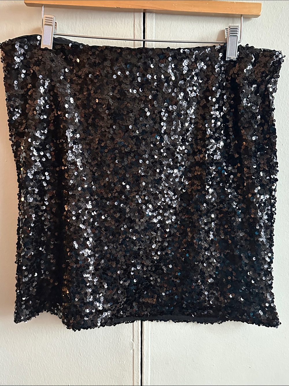 DKNY Jeans Black Sequin Mini Skirt NWT XL